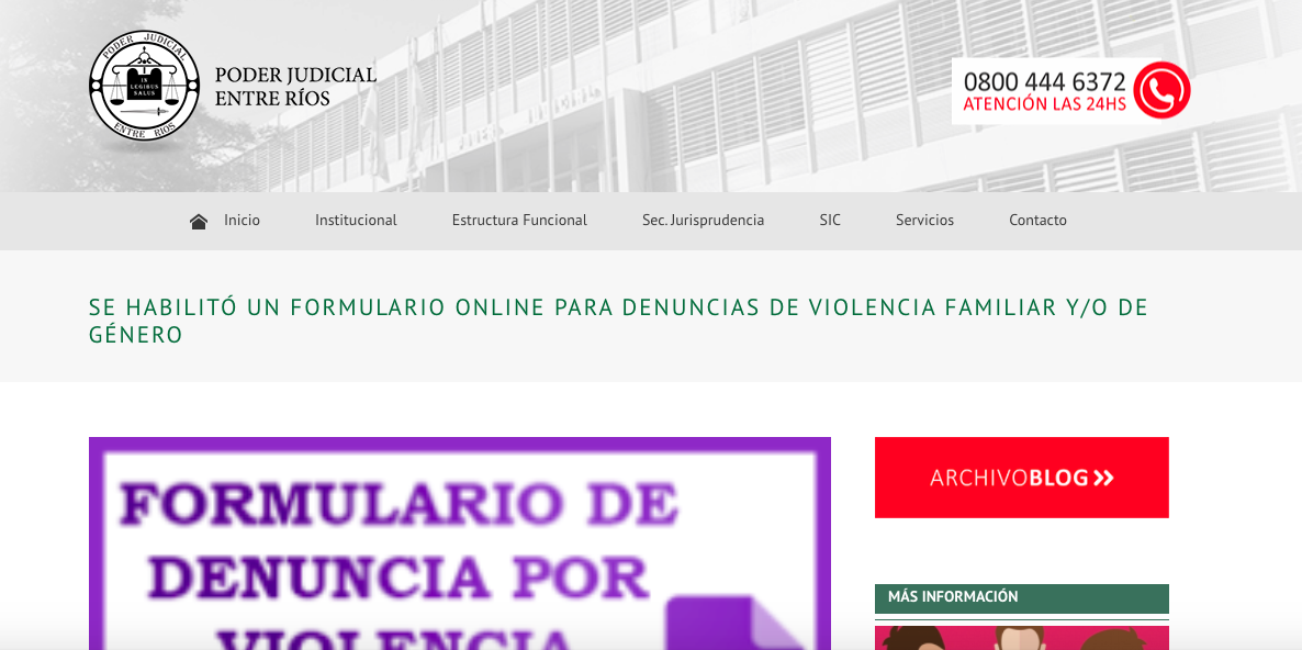 Formulario online para denunciar violencia familiar y de género 