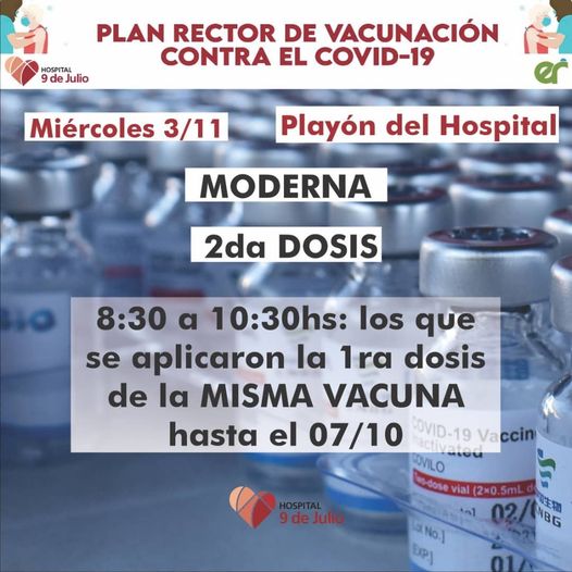 Nueva jornada de vacunación Miércoles 3 de Noviembre