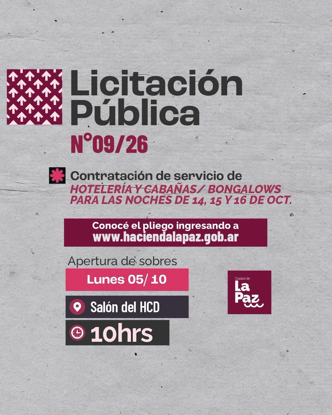 La Paz abrió una licitación para servicios de alojamiento